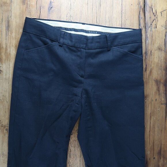 THEORY BLACK COTTON STRETCH OFFICE BUSINESS WORK PANTS SIZE 4 - Picture 5 of 8